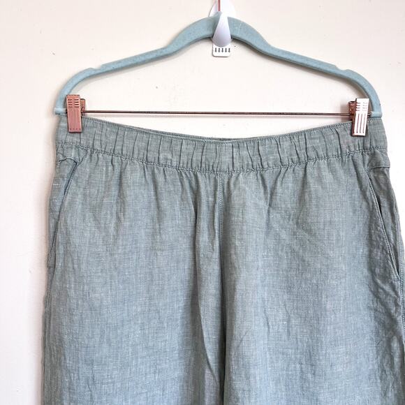 Cynthia Rowley Lagenlook Linen Cropped Pants Size XL Green Wide Leg Boho Minimal - Picture 3 of 6